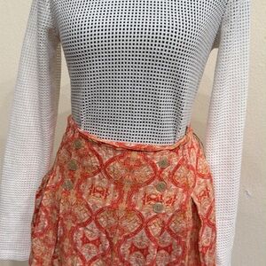 Free People Beige and Red Patterned Dress